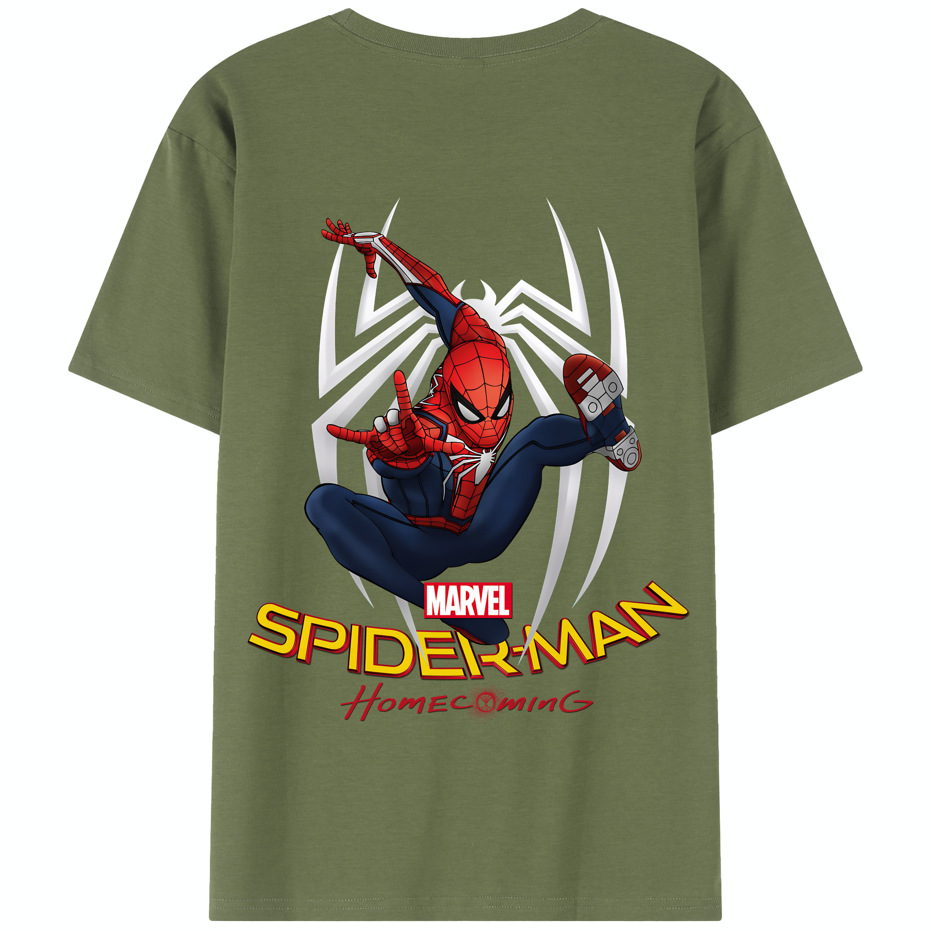 （画像用） Spider Man スパイダーマン 綿100％半袖Tシャツ（背面プリント）